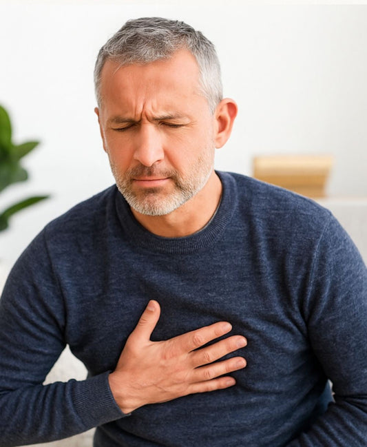 Lifestyle_man holding chest feeling sick