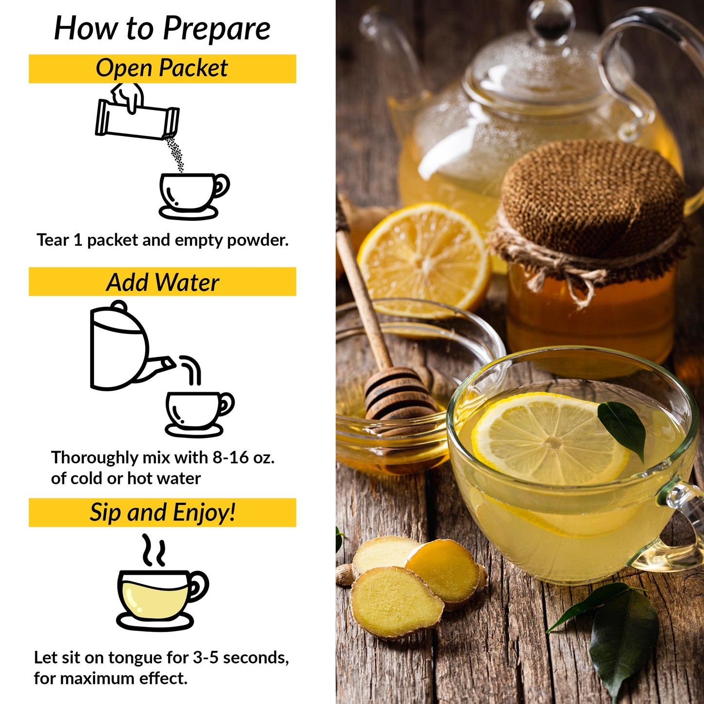 Anti-Na SIPS | Therapeutic Ginger with Bioenergy Ribose® |  Powdered Drink Mix Packets | Lemon, Honey, Ginger Flavor