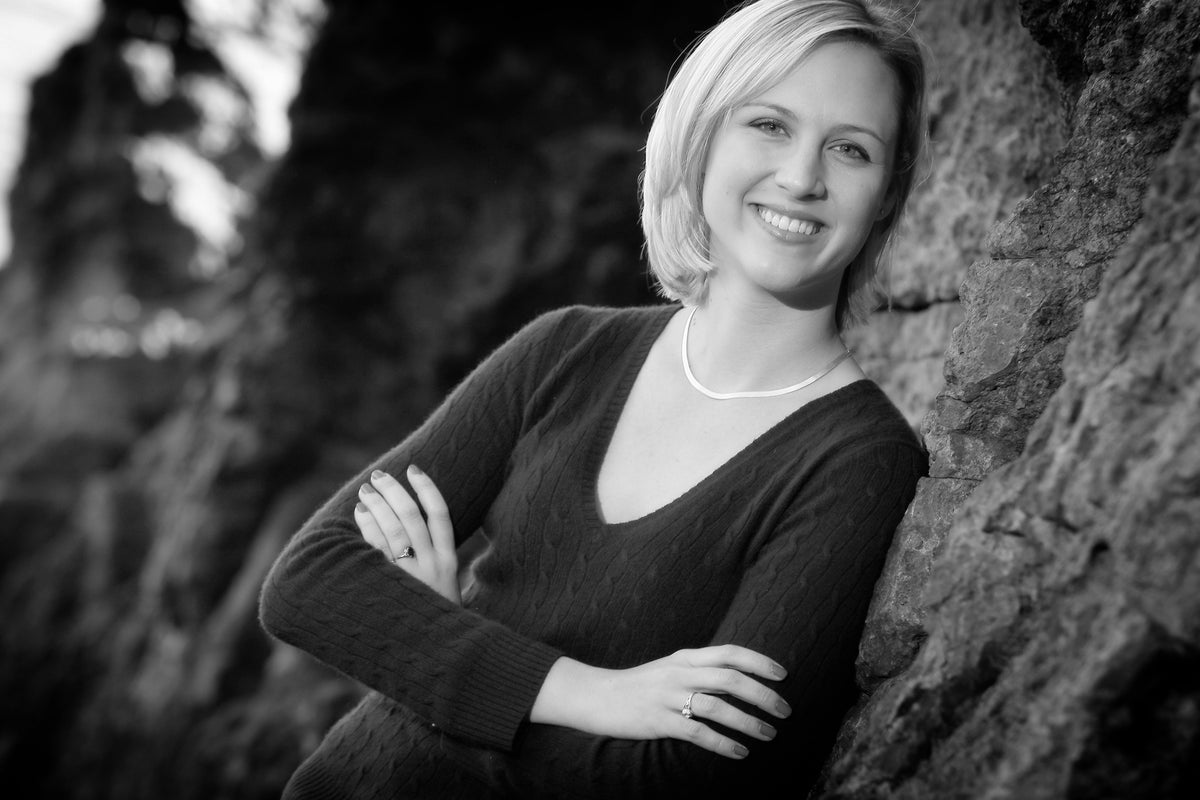 image of woman at the beach black and white