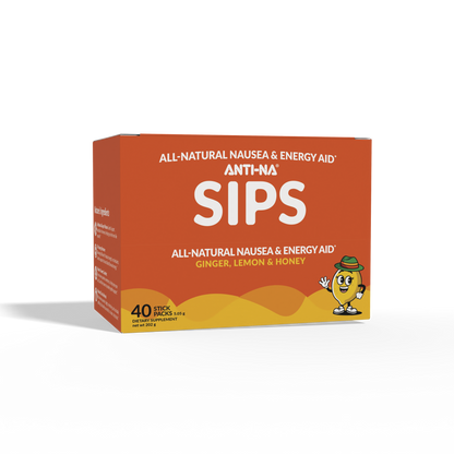 Anti-na SIPS point-of-purchase display with 40 total stick packs (10 boxes x 4 count) for nausea and energy support