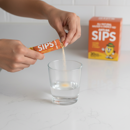 Tearing open Anti-na SIPS stick pack